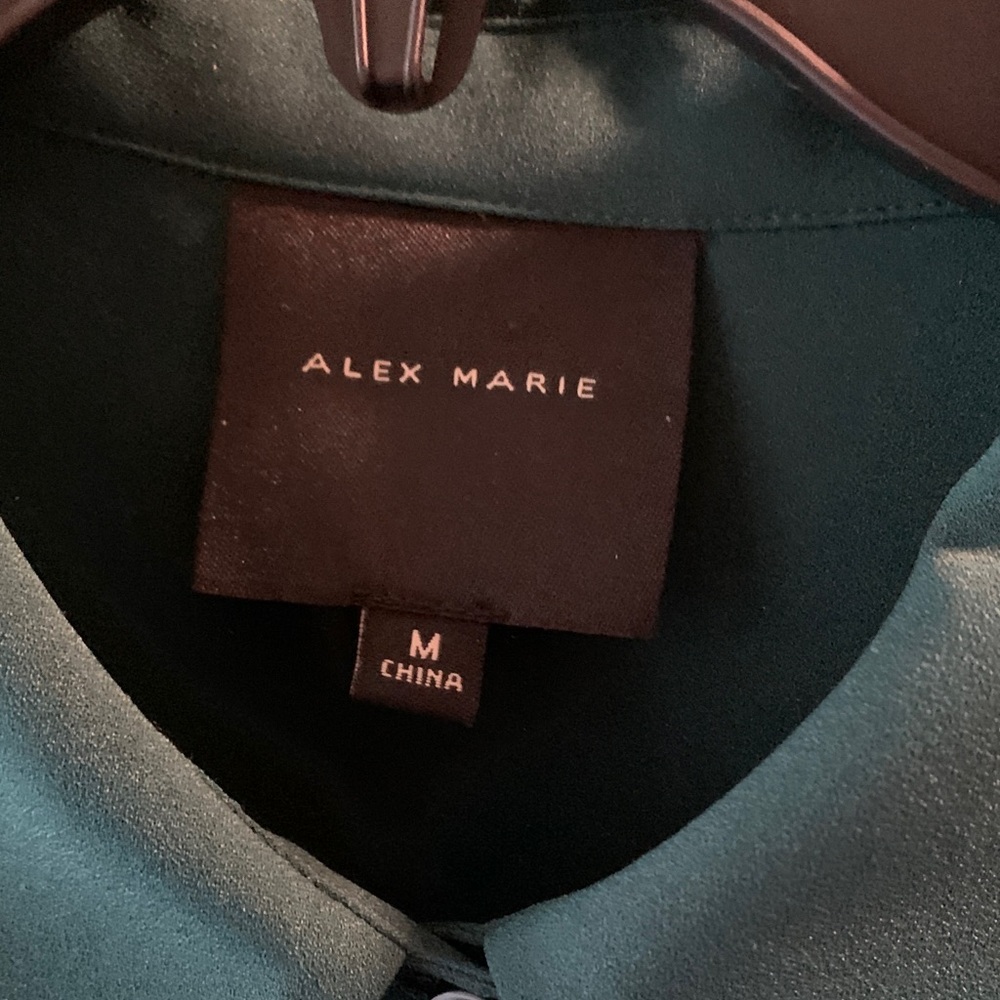 Alex Marie Teal Collared Button-Up Top - Picture 2 of 3